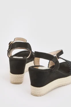Sandales Compensées À Bout Ouvert Amelie En Textile Avec Plateforme