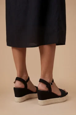 Sandales Compensées À Bout Ouvert Amelie En Textile Avec Plateforme