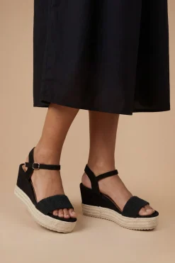 Sandales Compensées À Bout Ouvert Amelie En Textile Avec Plateforme