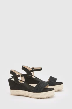 Sandales Compensées À Bout Ouvert Amelie En Textile Avec Plateforme