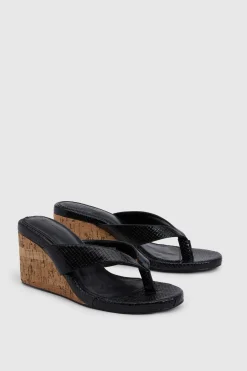 boohoo Sandales Compensées À Bride Orteil Effet Synthétique< Chaussures Festives|Chaussures À Talons
