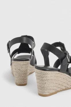 Sandales Compensées À Brides En T Coupe Extra Large