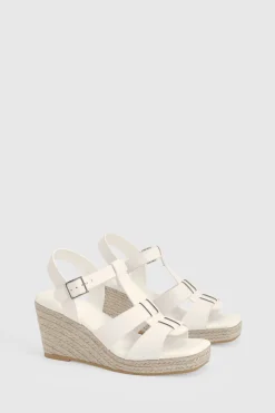 Sandales Compensées À Brides En T Coupe Extra Large