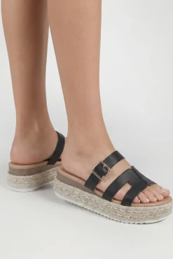 Sandales Compensées À Coupe Large Avec Découpes Et Détail Boucle