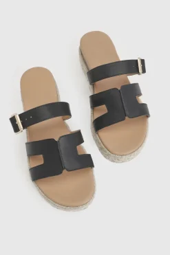 Sandales Compensées À Coupe Large Avec Découpes Et Détail Boucle