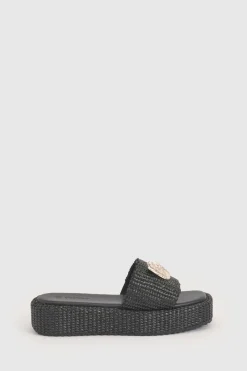 boohoo Sandales Compensées En Raphia Avec Détail Coquillages< Sandales