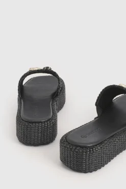 boohoo Sandales Compensées En Raphia Avec Détail Coquillages< Sandales