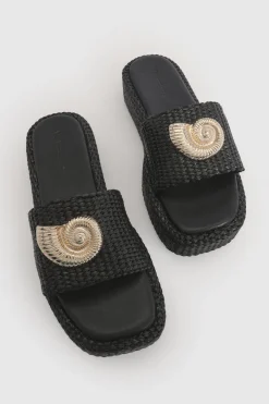 boohoo Sandales Compensées En Raphia Avec Détail Coquillages< Sandales