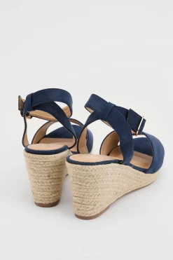 Sandales Compensées Espadrilles À Bout Ouvert Rebekah En Synthétique Coupe Large