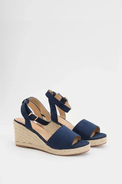 Sandales Compensées Espadrilles À Bout Ouvert Rebekah En Synthétique Coupe Large