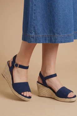 Sandales Compensées Espadrilles À Bout Ouvert Rebekah En Synthétique Coupe Large