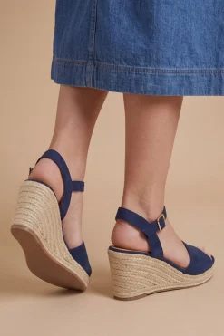 Sandales Compensées Espadrilles À Bout Ouvert Rebekah En Synthétique Coupe Large