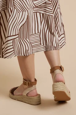 Sandales Compensées Espadrilles Riva À Brides En Textile Tressé Hauteur Moyenne