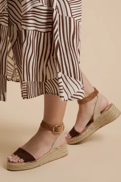 Sandales Compensées Espadrilles Riva À Brides En Textile Tressé Hauteur Moyenne