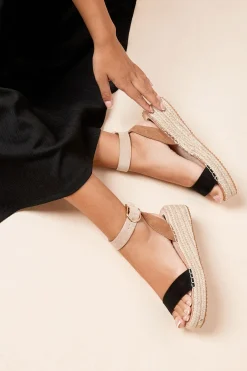 Sandales Compensées Espadrilles Moyennes à Lanières en synthétique Riva