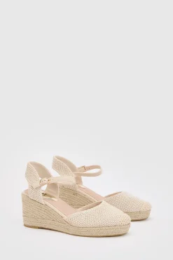 Sandales Compensées Espadrilles À Bout Ouvert Rebekah En Synthétiquecuir Coupe Large