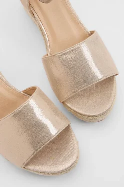 Dorothy Perkins Sandales Compensées Espadrilles Rebekah À Bout Ouvert Textile Métallisé< Sandales|Chaussures Dorées