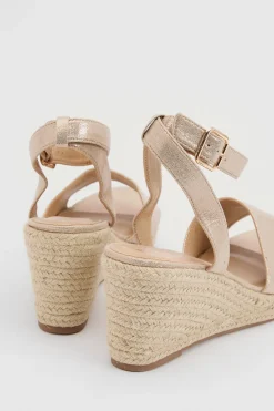 Dorothy Perkins Sandales Compensées Espadrilles Rebekah À Bout Ouvert Textile Métallisé< Sandales|Chaussures Dorées