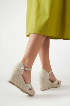 Sandales Compensées Espadrilles Hautes À Brides Croisées Sian Coupe Large