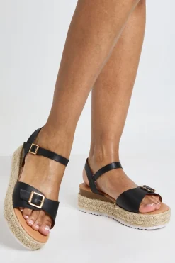 Sandales Compensées Plateforme À 2 Brides Avec Détails Boucles Coupe Large