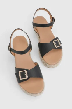 Sandales Compensées Plateforme À 2 Brides Avec Détails Boucles Coupe Large