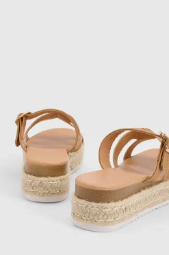 Sandales Compensées Plateforme Coupe Large Avec Détails Ajourés Et Boucle