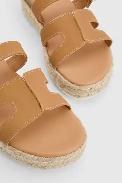 Sandales Compensées Plateforme Coupe Large Avec Détails Ajourés Et Boucle