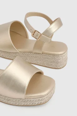 boohoo Sandales Compensées Plateforme À 2 Brides Coupe Extra Large< Chaussures Festives|Chaussures À Talons