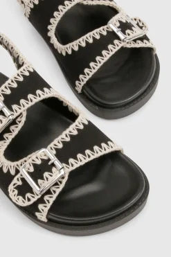 Sandales Dad tissées à surpiqûres contrastées