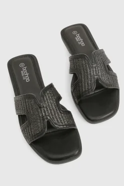 boohoo Sandales Découpées en Raffia pour Pieds Larges< Sandales