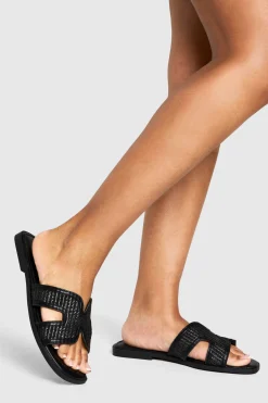 boohoo Sandales Découpées en Raffia pour Pieds Larges< Sandales