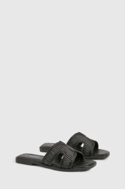 boohoo Sandales Découpées en Raffia pour Pieds Larges< Sandales