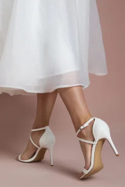 Sandales de Mariée à Brides Croisées en synthétique avec Talon Aiguille Haut