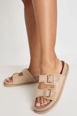 Sandales À Double Boucle Avec Détails Cloutés En Synthétique