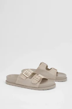 Sandales À Double Boucle Avec Détails Cloutés En Synthétique
