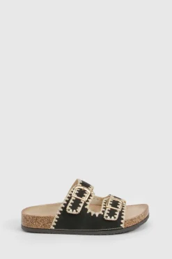 Sandales à double boucle avec détails de surpiqûres contrastées