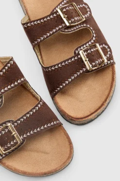 Sandales À Double Boucle Avec Détails De Couture En Synthétique