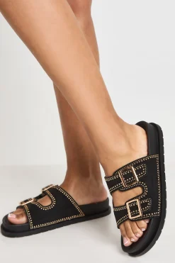Sandales À Double Boucle En Synthétique Avec Détails Cloutés