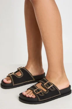 Sandales À Double Boucle En Synthétique Avec Détails Cloutés