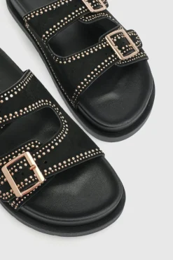 Sandales À Double Boucle En Synthétique Avec Détails Cloutés