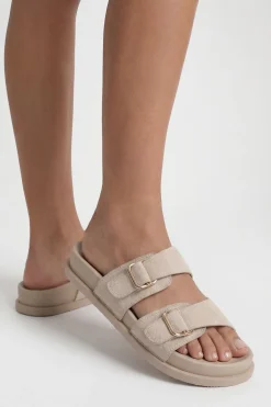 boohoo Sandales À Double Boucle Réglable Avec Semelle Anatomique En Lin< Sandales