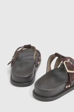 Sandales À Double Bride En Synthétique Avec Découpes Et Semelle Anatomique