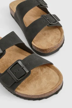 Sandales à double lanière, semelle profilée et boucle