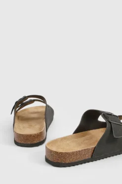 Sandales à double lanière, semelle profilée et boucle