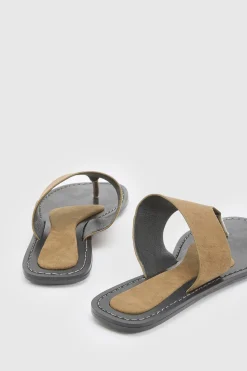 Sandales À Entre-doigts En Synthétique Avec Détails De Couture