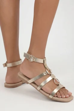 boohoo Sandales Gladiateur À Détails D'anneaux Métalliques< Sandales|Chaussures Dorées