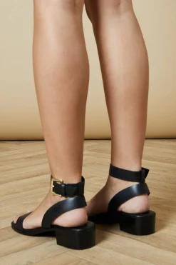Sandales Gracie en Cuir Véritable à Talon Bas Empilé