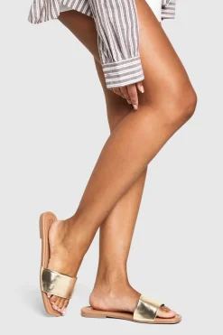 boohoo Sandales mule minimalistes à grande coupe< Sandales|Chaussures Dorées
