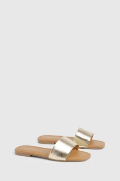 boohoo Sandales mule minimalistes à grande coupe< Sandales|Chaussures Dorées