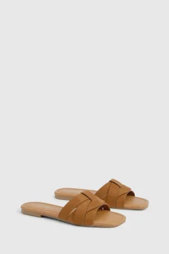 boohoo Sandales Mules Basique en Faux Suède Tissé à Coupe Large<Femme Sandales|Basiques